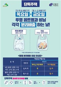 분리배출 요일제 포스터(단독주택)