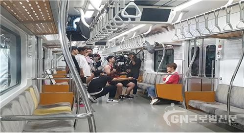 3호선 전동차 내 ‘지하철 속 오디션’ 단편영화 촬영 모습
