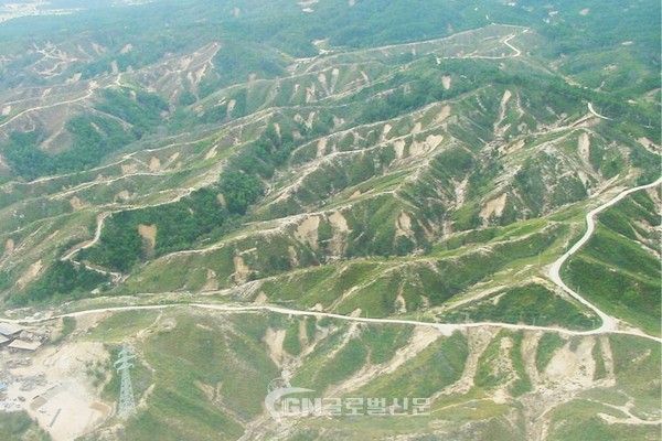 2002년 동해안 산불피해지에서 발생한 산사태 피해