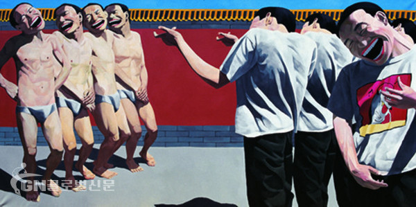 유에민쥔의 1995년작 ‘처형(处决, The Execution)’, 150x300㎝, 오일 캔버스