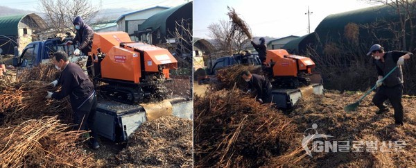 농촌지역 미세먼지 발생을 줄이기 위한 ‘농업잔재물 파쇄작업