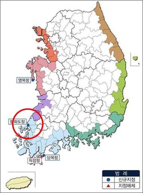 국가어항 신규지정·해제 대상항 위치도(해양수산부 제공)