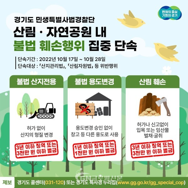 산림 및 자연공원 내 불법행위 집중 단속