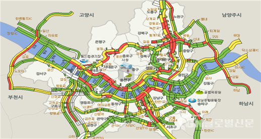 설날 당일 (22일) 오후 2시 도로 정체 예상도