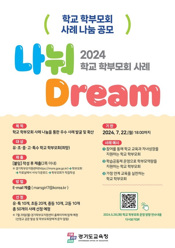 경기도교육청 2024 학교 학부모회 운영 사례 ‘나눠드림(Dream)’ 공모(참고자료)