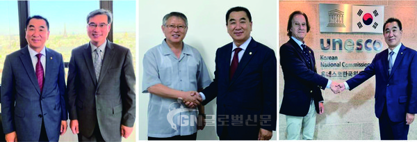 ▲최재춘 단장 김동기 대사. ▲최재춘 단장 리용선 총재. ▲최재춘 단장 키틴 뮤뇨즈