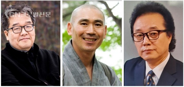 왼쪽부터 최익진 작가, 마가스님, 예술감독 정광진