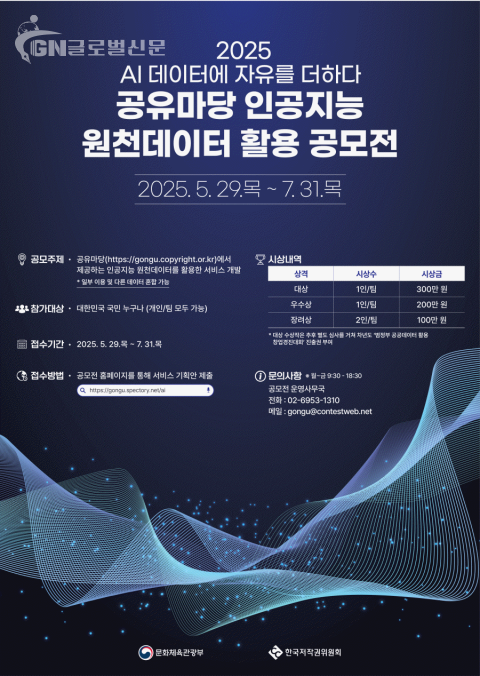 한국저작권위원회 ‘공유마당 인공지능 원천데이터 활용 공모전’ 개최