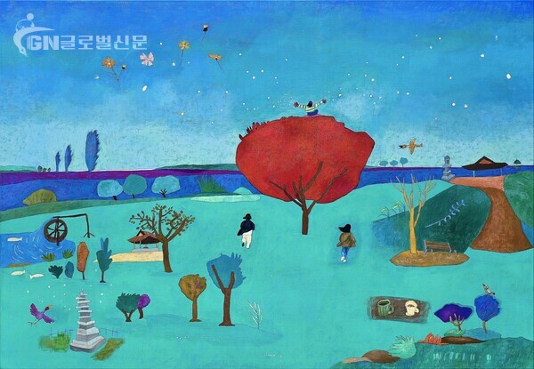 사진-숨의 바람, 116.8 X 80.3cm, opaque color paper on canvas, 2025